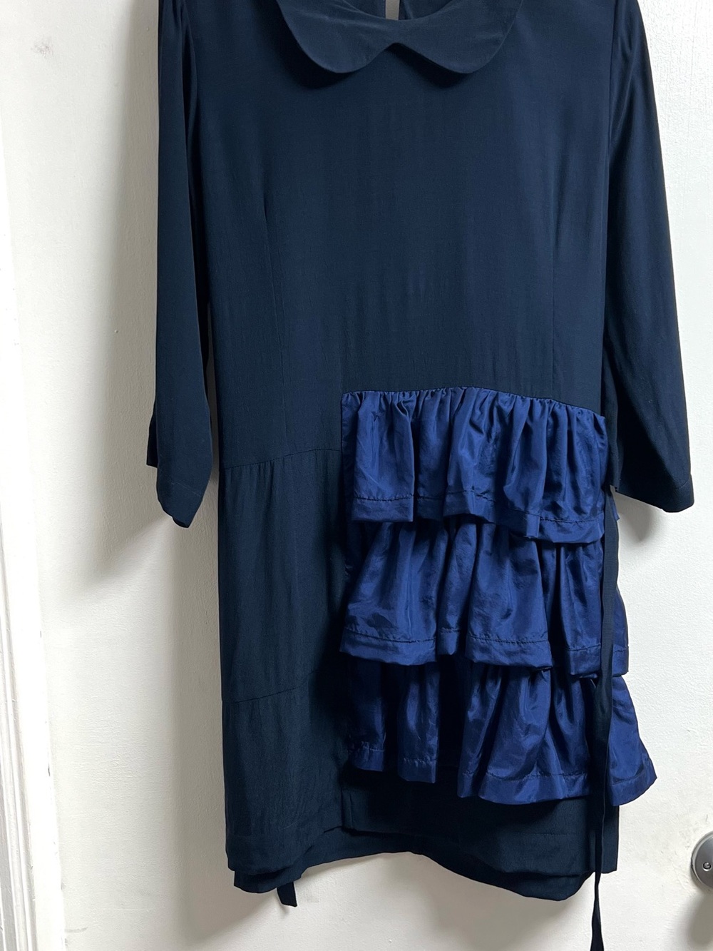 Peter Jensen Navy Ruffle Peter Pan Collar Dress